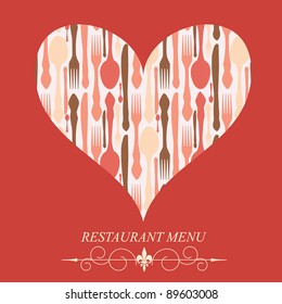 The concept of Restaurant menu on valentines day. Vector illustration