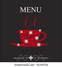 The concept of Restaurant menu on valentines day. Vector illustration