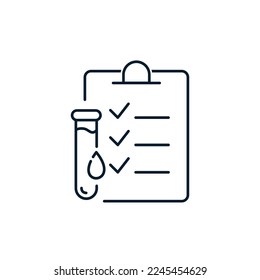 The concept of the result of clinical analysis, laboratory blood test, HIV test. Vector icon isolated on white background.