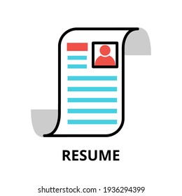 Concept of Resume icon, modern flat thin line design vector illustration, for graphic and web design