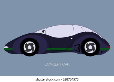 Concept Retro Future Car, Side View Of Car, Automobile, Motor Vehicle