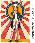 Concept of retro woman posing like Uncle Sam symbolising I WANT YOU. Vector illustration