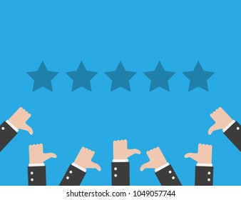 Concept of review, thumb down. Bad review. Vector illustration