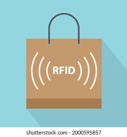 concept of RFID (Radio-frequency Identification) technology during shopping- vector illustration