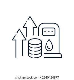 The concept of rising gasoline prices. Vector icon isolated on white background.