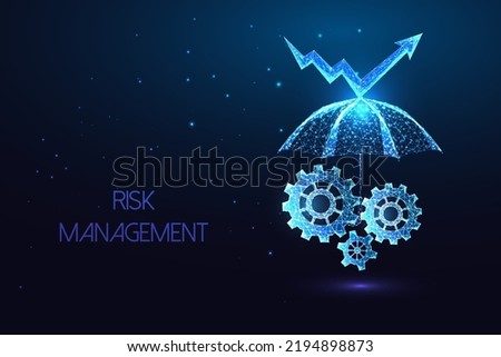 Concept of risk management for business and technology, finance investment on dark blue background