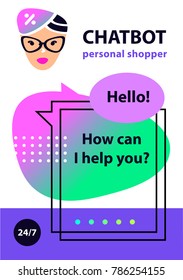Concept robot chatbot. Sketch head avatar. Logo intelligence technology. Voice service chat bot, virtual online help customer support. Personal shopper assistant for searching sale and discount.