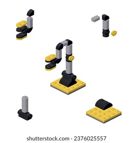 Concept with a robot hand in isometric style for printing and design.Vector illustration.