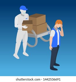Concept of robots replacing humans in Express center.