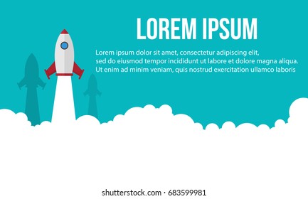 Concept rocket and cloud business infographic