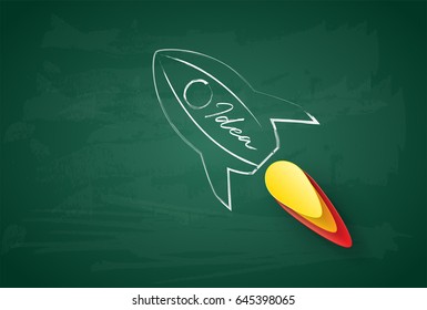 Concept rocket launch paper art style , start up business concept and idea. vector illustration.