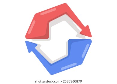 concept of rotate, refresh, repeat, undo, automate, reload and restore icon. illustration of two rotating arrow symbols. symbol or icon. minimalist style design.