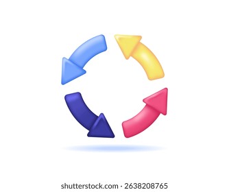 concept of rotation, rotating, refreshing, repeating, replaying, reloading. looping, auto, and synchronization. illustration of an arrow rotating or circling. symbol or icon. minimalist 3d style