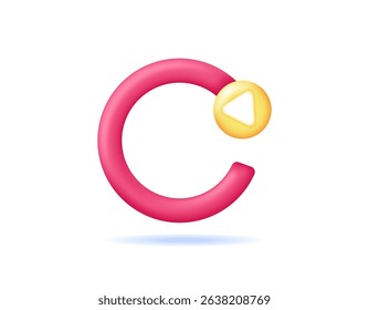 concept of rotation, rotating, refreshing, repeating, replaying, reloading. looping, auto, and synchronization. illustration of an arrow rotating or circling. symbol or icon. minimalist 3d style
