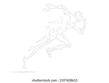 Concept of runner science technology, graphic polygon line with futuristic element vector illustration