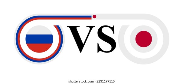 el concepto de rusia vs japón. ilustración vectorial aislada en fondo blanco