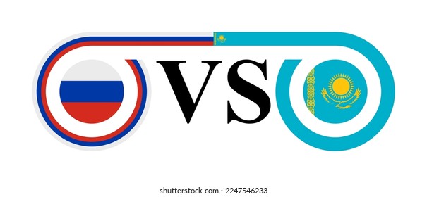 the concept of russia vs kazakhstan. vector illustration isolated on white background