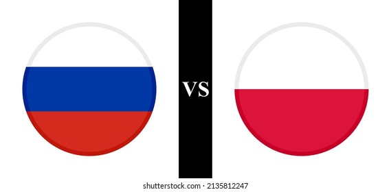 the concept of russia vs poland. flags of russian and polish. vector illustration