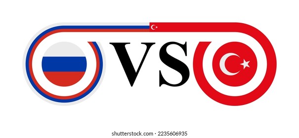 the concept of russia vs turkey. vector illustration isolated on white background