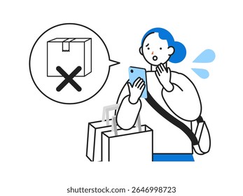 Conceito: seguro, casual, autônomo. Personagens de desenhos animados chefes de Pessoas entregando pacotes à porta. Ilustrações em close do aviso de entrega perdida. Ilustração vetorial.