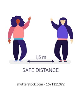 Concept a safe distance with other people. Social distancing, keep distance in public society people to protect from COVID-19 coronavirus. Precautions for the coronavirus epidemic covid-2019. 