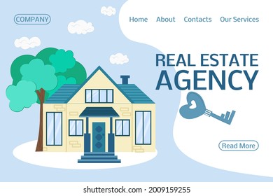 Concept for the sale, purchase, rent, capital investment of real estate. Real estate agency website. 