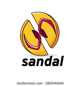 The concept of the sandal logo, which is circular in yellow and red, is perfect for companies or sandal sellers