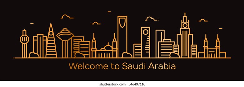 Concept Saudi Arabia skyline, vector illustration, flat style