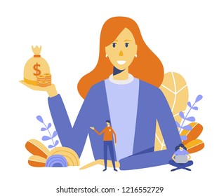 Concept save time, Money saving. Time is money. Business and management, success,  financial investments in stock market future income growth, financial growth. Vector illustration
