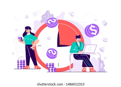 Concept save time, Money saving. Times is money. Business and management, Piggybank, time is money, financial investments in stock market future income growth, Time management planning, Deadline. 