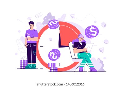 Concept save time, Money saving. Times is money. Business and management, Piggybank, time is money, financial investments in stock market future income growth, Time management planning, Deadline. 