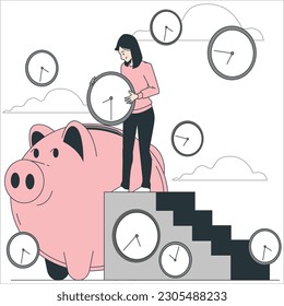Concept save time, Money saving. Times is money. Business and management, time is money, financial investments in stock market future income growth, Time management planning, Deadline.
