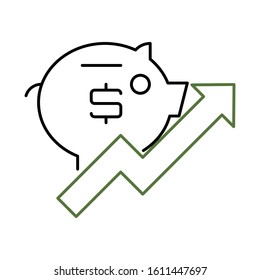 Concept of saving, banking and finance. Outline thin line flat illustration. Isolated on white background. 