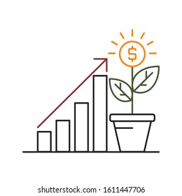 Concept of saving, banking and finance. Outline thin line flat illustration. Isolated on white background. 