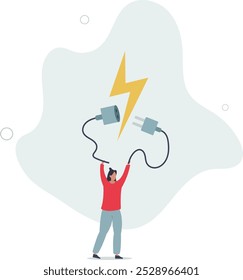 concept of saving electricity and alternative natural energy.flat design with people.