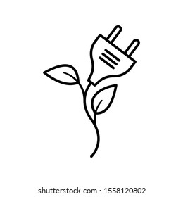 Concept of saving energy. Energy efficiency symbol. Outline thin line flat illustration. Isolated on white background. 