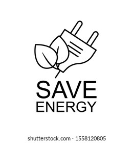 Concept of saving energy. Energy efficiency symbol. Outline thin line flat illustration. Isolated on white background. 