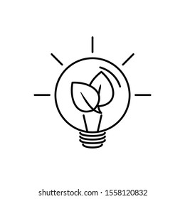 Concept of saving energy. Energy efficiency symbol. Outline thin line flat illustration. Isolated on white background. 