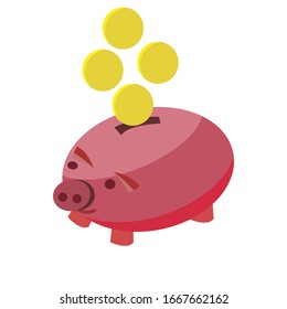 The concept of saving or save money or open a bank deposit, Save money concept, piggy bank icon, piggy bank with coin vector illustration,