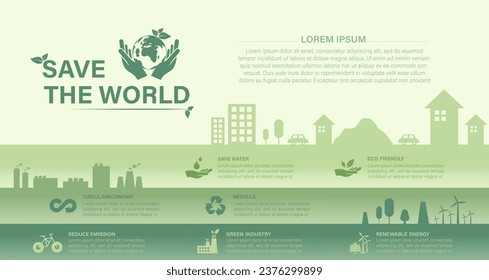 The concept of saving the world in a sustainable and environmentally friendly way. Global environmental sign with seeds holding hands on earth, Vector illustration in flat style.