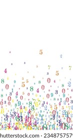 Concept of school background. Colorful childish numbers and digits  falling. Back to school mathematics banner on white background. Falling numbers vector illustration.