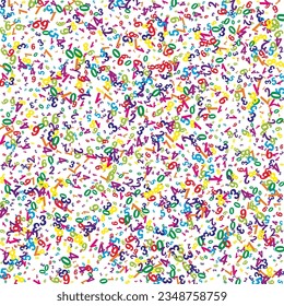 Concept of school background. Colorful childish numbers and digits  falling. Back to school mathematics banner on white background. Falling numbers vector illustration.