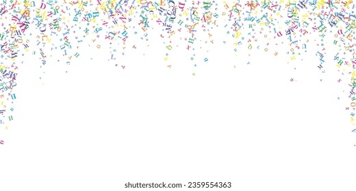 Concept of school background. Colorful childish falling letters of English language. Foreign languages study concept. Back to school banner on white background.
