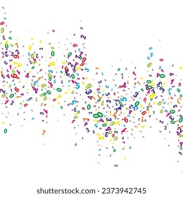 Concept of school background. Colorful childish numbers and digits  falling. Back to school mathematics banner on white background. Falling numbers vector illustration.