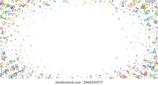 Concept of school background. Colorful childish numbers and digits  falling. Back to school mathematics banner on white background. Falling numbers vector illustration.