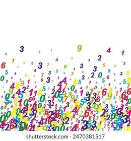 Concept of school background. Colorful childish numbers and digits  falling. Back to school mathematics banner on white background. Falling numbers vector illustration.