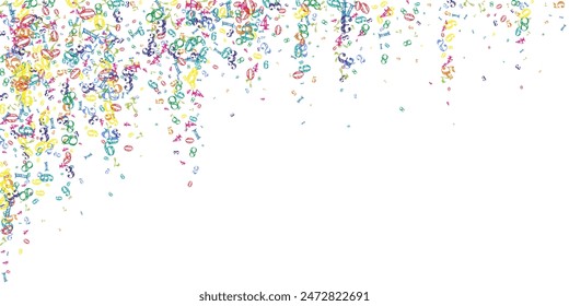 Concept of school background. Colorful childish numbers and digits  falling. Back to school mathematics banner on white background. Falling numbers vector illustration.