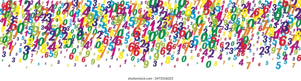Concept of school background. Colorful childish numbers and digits  falling. Back to school mathematics banner on white background. Falling numbers vector illustration.