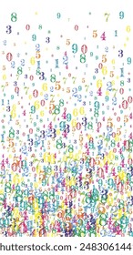 Concept of school background. Colorful childish numbers and digits  falling. Back to school mathematics banner on white background. Falling numbers vector illustration.