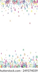 Concept of school background. Colorful childish numbers and digits  falling. Back to school mathematics banner on white background. Falling numbers vector illustration.